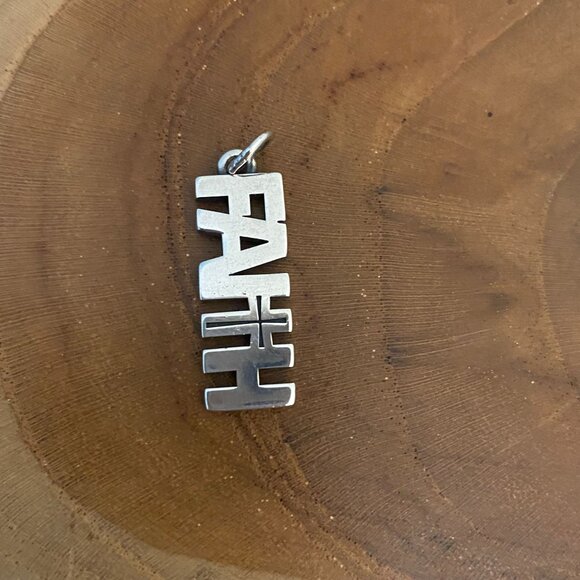 RETIRED James Avery FAITH Cross Charm or Pendant, Sterling Silver